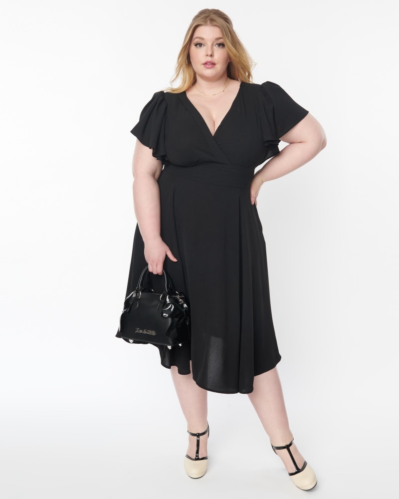 Unique Vintage Plus Size Black Texture Swing Dress Black Texture